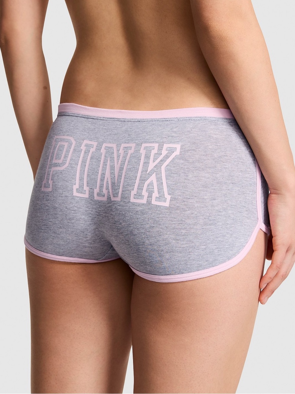 PINK VICTORIA'S SECRET Cotton Dorm Boyshorts Heather Grey Coconut Pink Logo XL - Picture 4 of 10
